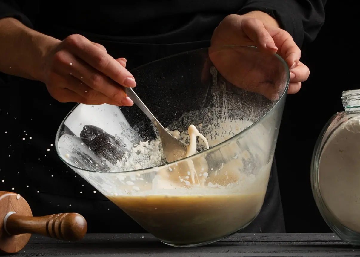 チーズケーキの調理風景